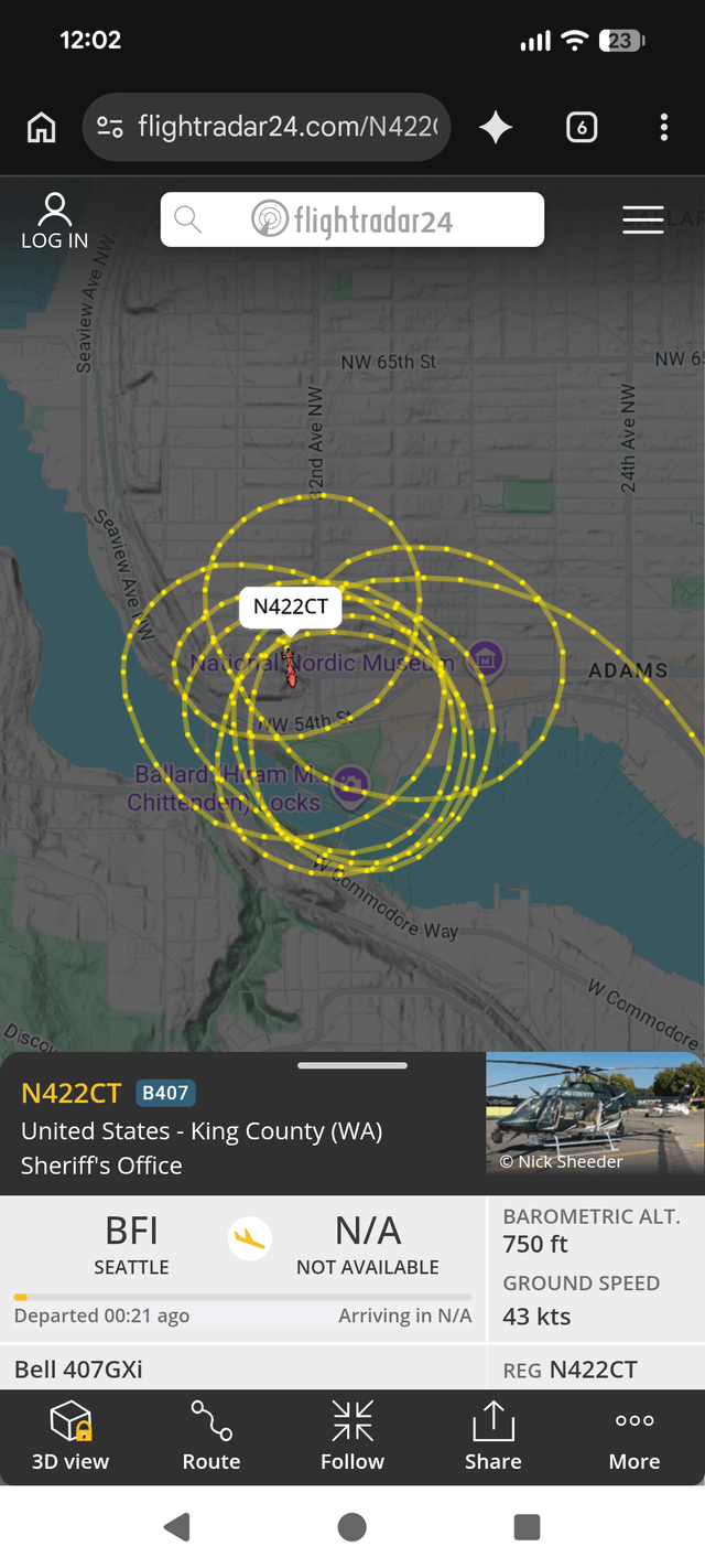 Sherrifs Helicopter over Ballard Locks