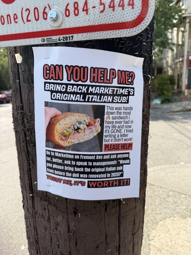 Found this posted in Fremont. Someone is very passionate about this sandwich…