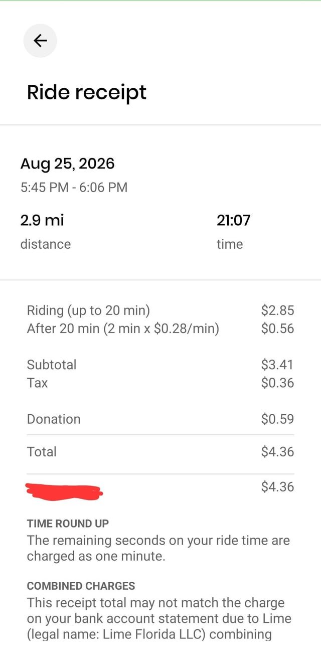PSA: double check your Lime receipts. You may be getting charged for donations without your consent.