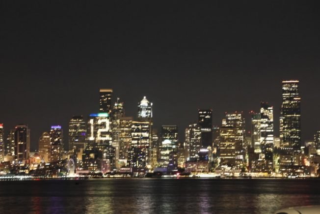 SEEN FROM WEST SEATTLE: Giant 12, with Seahawks soon to take the field