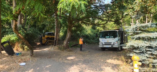 City crews clearing encampment behind West Seattle’s Home Depot