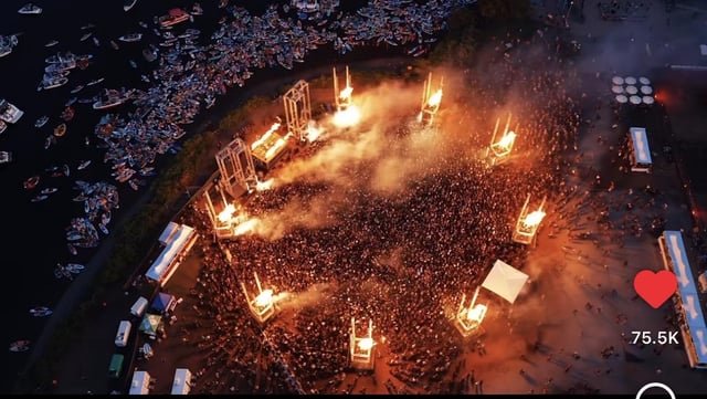 An Aerial shot at Gasworks of the Skrillex show.