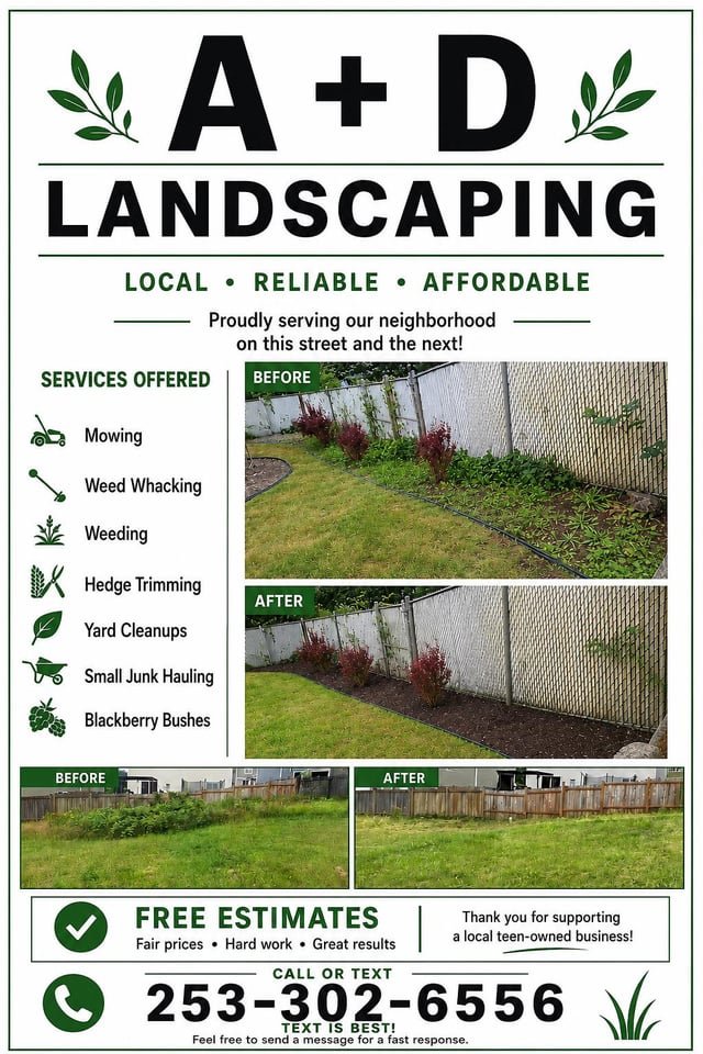 Offering yard work and window cleaning services