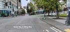 What is the proper way to transition from a shared lane to a separated bike line across an intersection?