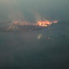 The fires around Mt. Hood from the plane last night 🙁