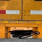 “Bring back Bruce” sticker on Seattle City Light truck