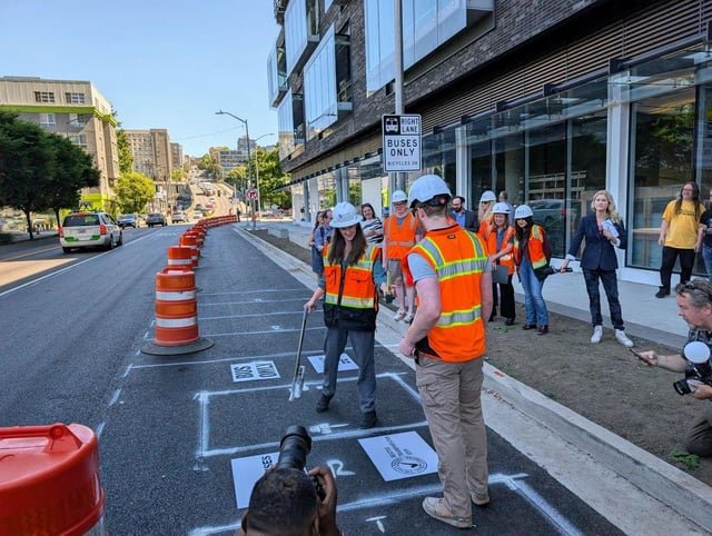 Wilson, Rinck Paint Bus Lane to Speed Up Route 8