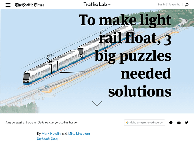 To make light rail float, 3 big puzzles needed solutions