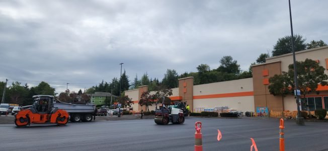 BIZNOTE: Parking-lot  work at The Home Depot too