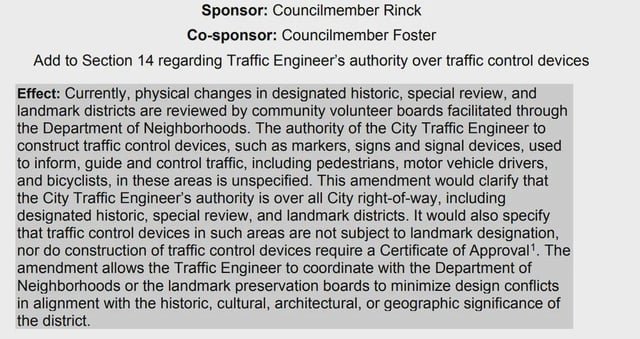 [BSKY] NEW: Alexis Mercedes Rinck has proposed an amendment to Rob Saka’s SAFER Streets Act that would give the City Traffic Engineer explicit authority to implement street changes in historic districts (Pioneer Square, Pike Place) without getting the approval of the local boards.
