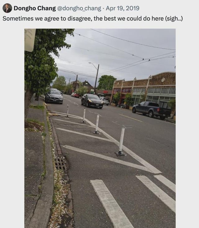 Bluesky thread by @qagggy.bsky.social detailing how the Landmarks Board voted down street safety improvements on “historic” 7th and McGraw