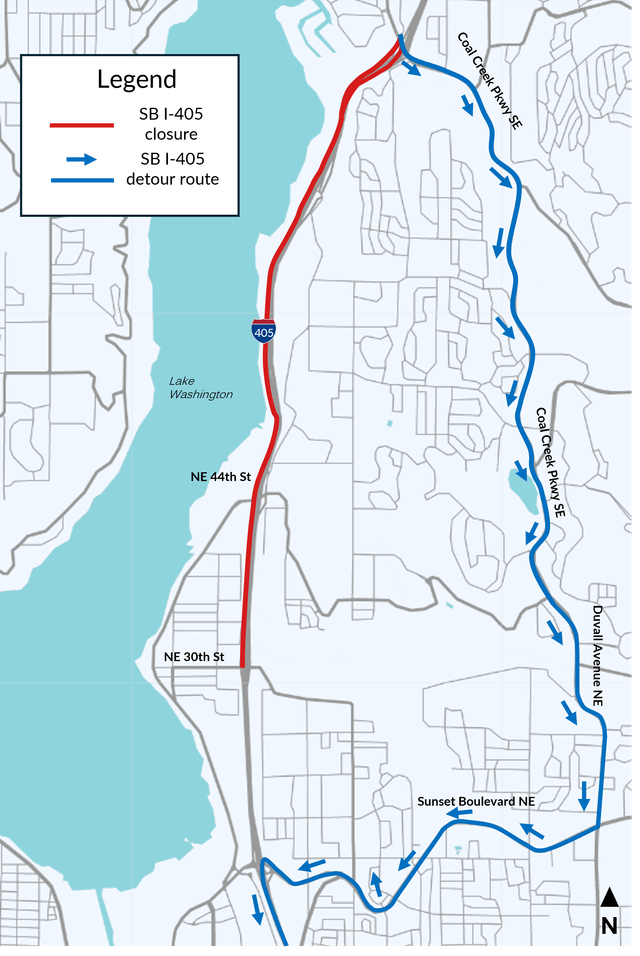 HEADS UP: Southbound I-405 will CLOSE from Bellevue to Renton this weekend, Sept. 25-28