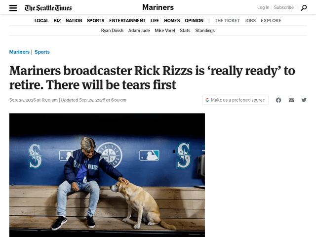 Mariners broadcaster Rick Rizzs is ‘really ready’ to retire. There will be tears first