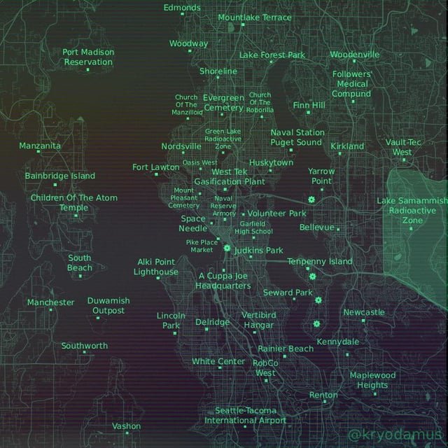 Made a Fallout Pip-Boy styled map of Seattle, curious what you guys think.