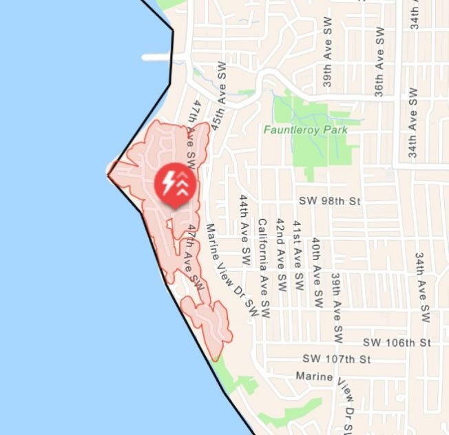 Power outage for 300+ customers in southwest West Seattle