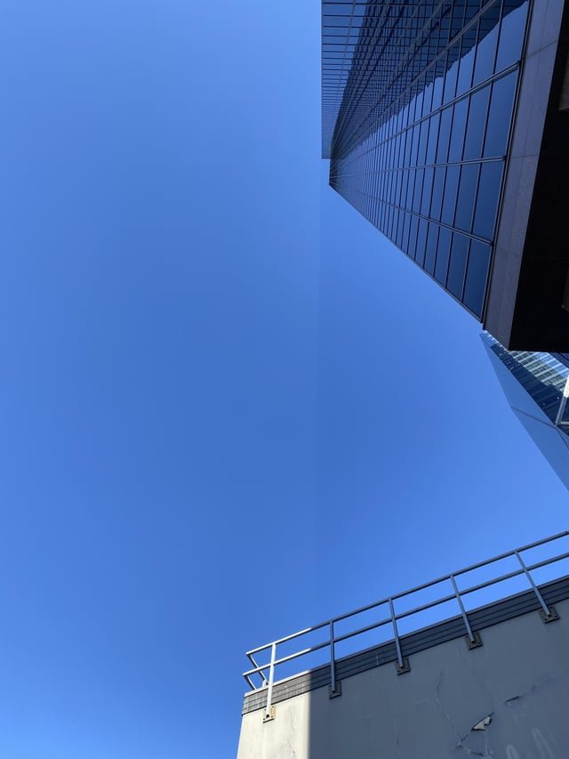 Looking up from the base of the Columbia Tower. You can actually see the shadow of the building in the air.