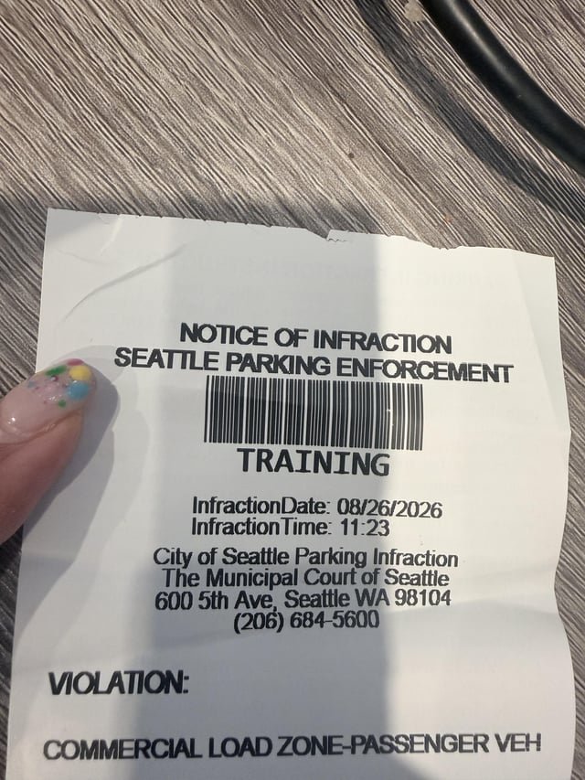 Help with Notice of infraction for parking in a commercial area