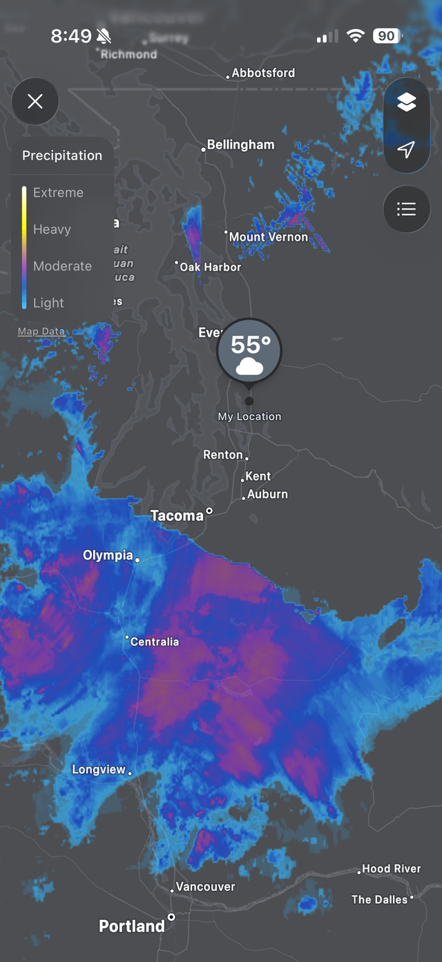 Seems weird that the rain isn’t showing up on the weather app