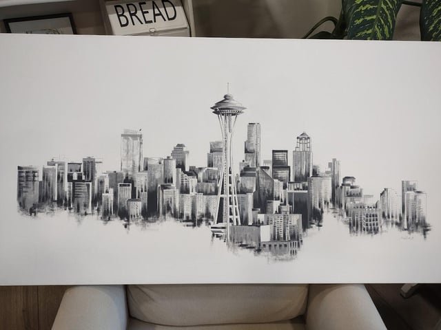 Seattle, acrylic and paint marker, 2023