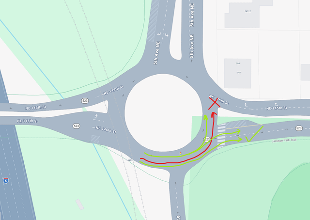 PSA – The right lane of the roundabout on 145th heading east MUST GO STRAIGHT.