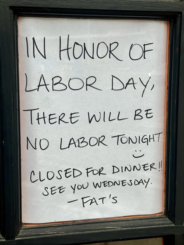 Fat’s Chicken and Waffles honoring Labor Day