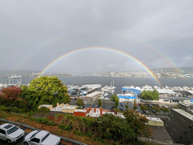 Double rainbow! Captured the whole thing