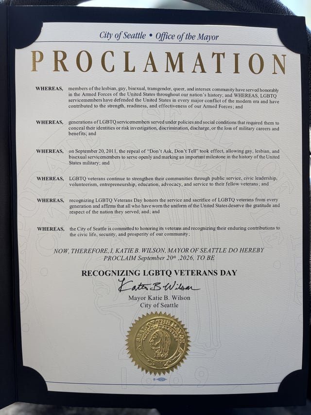 Seattle to recognize LGBTQ+ Veterans Day