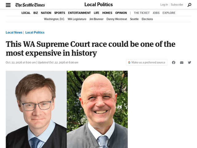This WA Supreme Court race could be one of the most expensive in history
