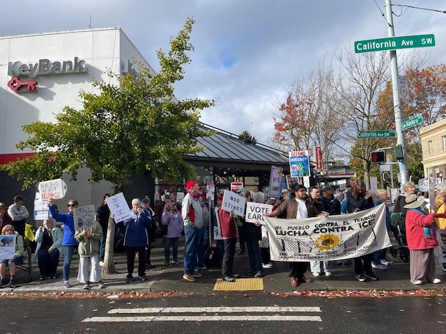 WEST SEATTLE WEEKEND SCENE: Demonstrators urge early voting
