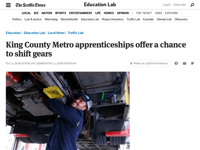 King County Metro apprenticeships offer a chance to shift gears