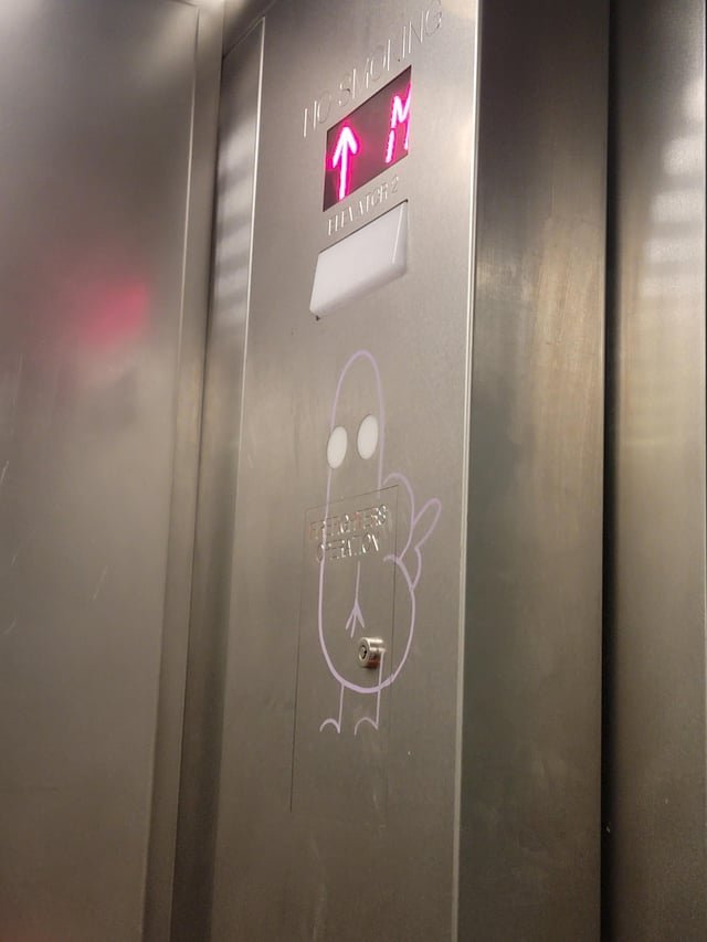Fun graffiti I found at Northgate Station elevator. I hope maintenance doesn’t remove it because it’s kinda cute