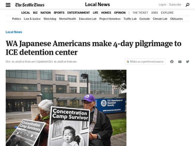 WA Japanese Americans make 4-day pilgrimage to ICE detention center