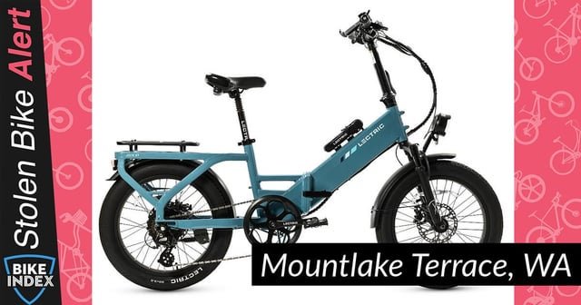 Stolen blue Lectric XP4 from Mountlake Terrace Link Station Oct 15