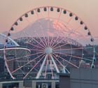 An attempt at the Rainier-through-Great-Wheel shot using 22x screw-on lens